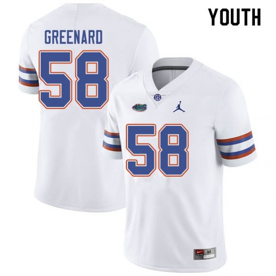 Youth Florida Gators #58 Jonathan Greenard NCAA Jordan Brand White Authentic Stitched College Football Jersey VLD2462KV